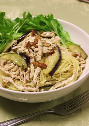 チキンとなすの冷製パスタ　柚子胡椒風味-レシピのメイン写真