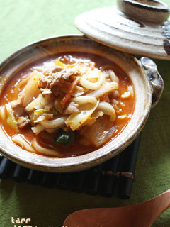 豚キムチのネギだく煮込みうどん-レシピのメイン写真