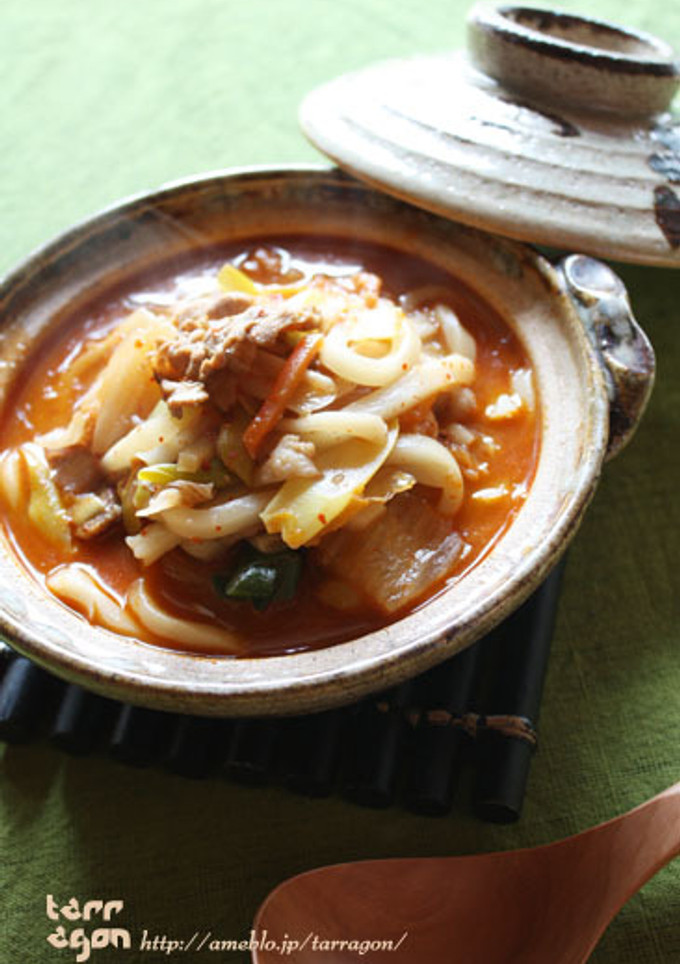 豚キムチのネギだく煮込みうどん-レシピのメイン写真