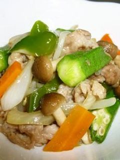 オクラも入った和風肉野菜炒め-レシピのメイン写真