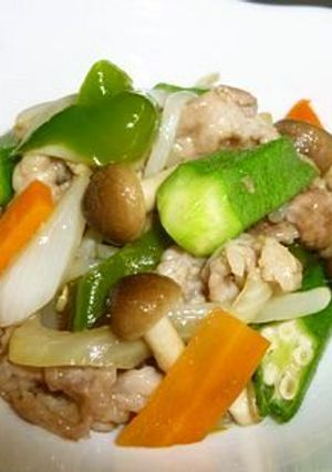 オクラも入った和風肉野菜炒め-レシピのメイン写真