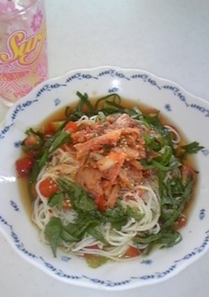 キムチ＆トマトのそうめん-レシピのメイン写真