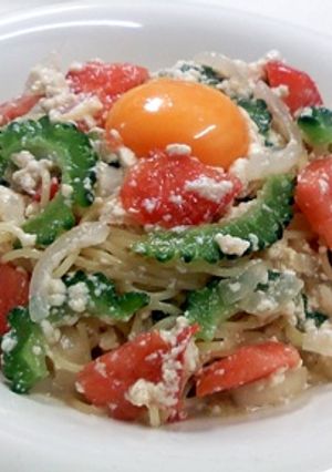 さっぱり　ゴーヤ冷製パスタ　豆腐ソース-レシピのメイン写真