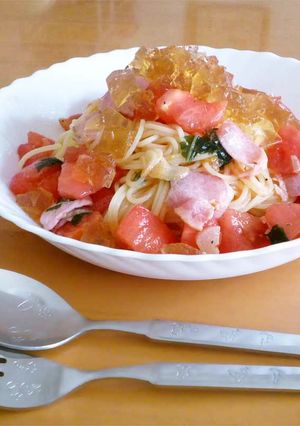 キラキラ★トマトの冷たいパスタ-レシピのメイン写真