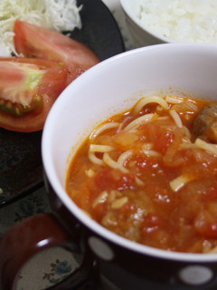 トマトと肉だんごのスープパスタ-レシピのメイン写真