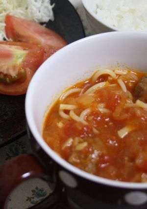 トマトと肉だんごのスープパスタ-レシピのメイン写真
