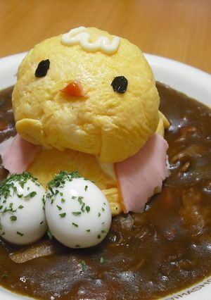 薄焼き卵でひよこのデコカレー-レシピのメイン写真