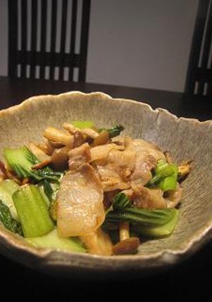 チンゲン菜と豚肉、キノコのオイスター炒め-レシピのメイン写真