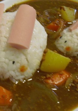デコカレー☆親子うさぎ-レシピのメイン写真