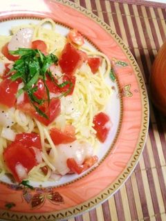 トマトとホタテのスープ付き冷製パスタ-レシピのメイン写真