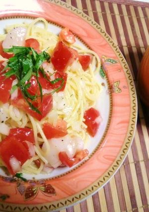 トマトとホタテのスープ付き冷製パスタ-レシピのメイン写真