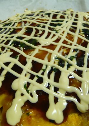 レンジでノンオイル♪ふわふわお好み焼き-レシピのメイン写真