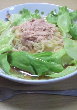 ツナとなめ茸の和風冷製パスタ-レシピのメイン写真
