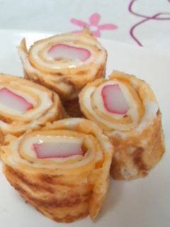 お弁当❤かにかまチーズのくるくる卵焼き❤-レシピのメイン写真