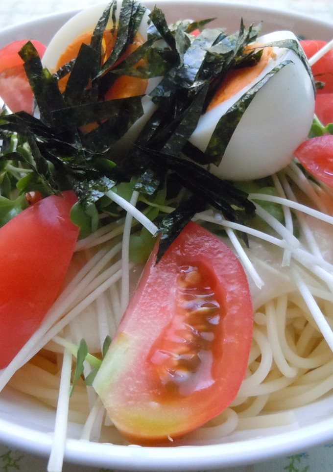 山芋とトマトの和風冷製パスタ♪-レシピのメイン写真