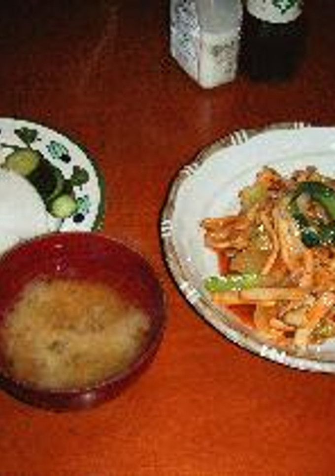 今夜の献立：有合わせ野菜（青梗菜、エリンギ、タマネギ、キャベツ等）のキムチ炒め-レシピのメイン写真