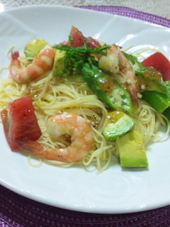 梅昆布茶とドレッシングで冷製パスタ-レシピのメイン写真