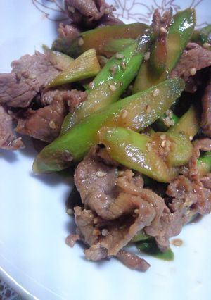 アスパラと牛肉の炒め物~♪-レシピのメイン写真
