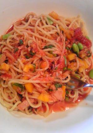 火いらず!冷たいトマトソーススパゲッティ-レシピのメイン写真