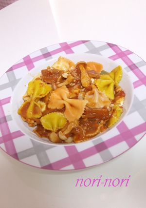 ブナシメジのトマトクリームパスタ-レシピのメイン写真