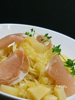 簡単☆桃と生ハムの冷製スパゲティ-レシピのメイン写真