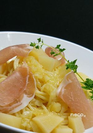簡単☆桃と生ハムの冷製スパゲティ-レシピのメイン写真