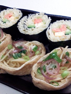 海苔巻きと稲荷の冷製パスタ-レシピのメイン写真