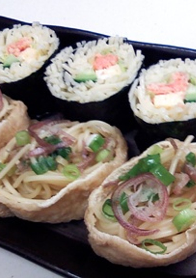 海苔巻きと稲荷の冷製パスタ-レシピのメイン写真