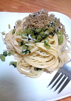 ☆釜揚げシラスと野沢菜漬の冷製パスタ☆-レシピのメイン写真