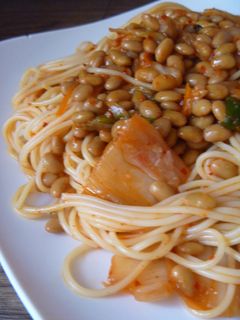簡単!!納豆とキムチの冷製パスタ-レシピのメイン写真