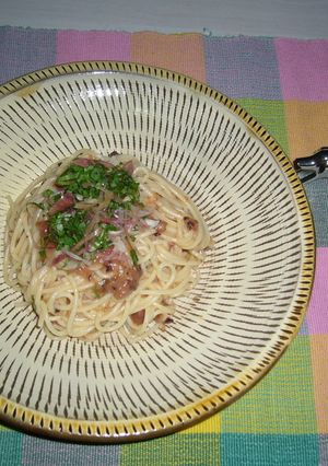 お手軽鰹梅の冷製パスタ-レシピのメイン写真