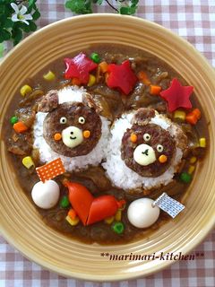 デコカレー☆ハンバーグでくまさんカレー♥-レシピのメイン写真