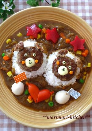 デコカレー☆ハンバーグでくまさんカレー♥-レシピのメイン写真
