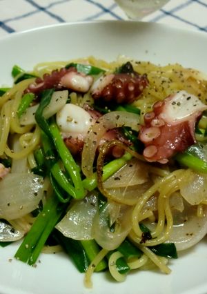 冷凍の中華麺でたこのペペロンチーノ-レシピのメイン写真
