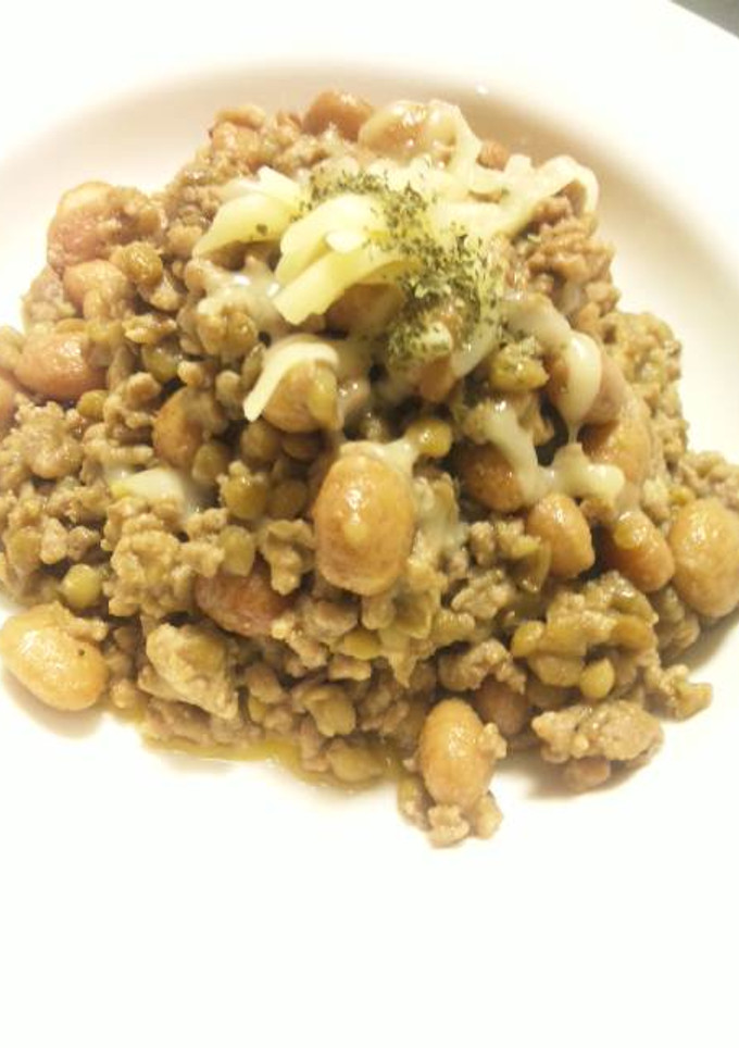 レンズ豆とうずら豆の挽き肉炒め☆-レシピのメイン写真