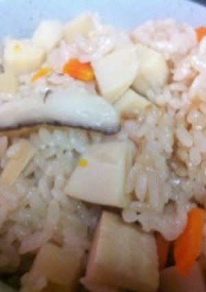 二人前の炊き込みご飯♪たけのこ～人参等☆-レシピのメイン写真