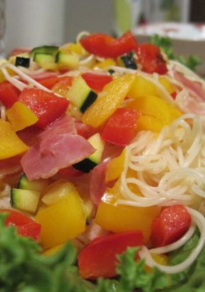 夏野菜でそうめんチャンプルーエスニック風-レシピのメイン写真