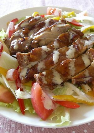 ★ドレッシングかけ★照り焼きチキンサラダ-レシピのメイン写真