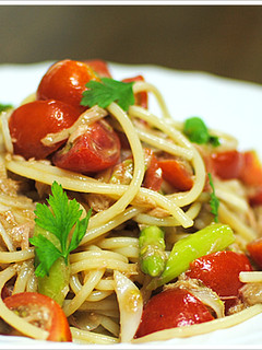 ツナとたまねぎ、アスパラの冷製パスタ-レシピのメイン写真