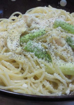 鶏とアスパラのカルボナーラ風パスタ-レシピのメイン写真