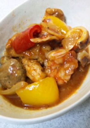 チキンと魚貝の和風トマト煮込み-レシピのメイン写真