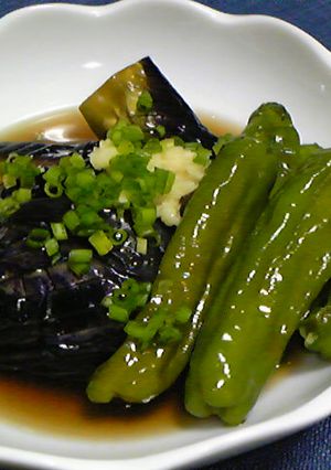 茄子の揚げ煮（獅子唐添え）-レシピのメイン写真