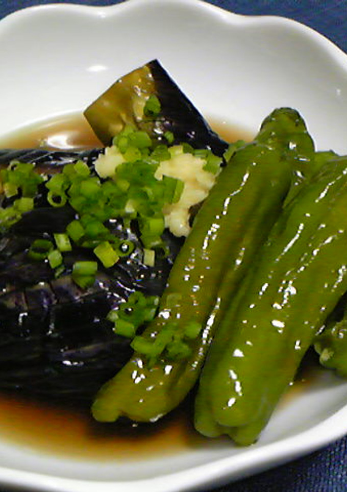茄子の揚げ煮（獅子唐添え）-レシピのメイン写真