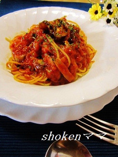 ミートソース缶deなすとベーコンのパスタ-レシピのメイン写真