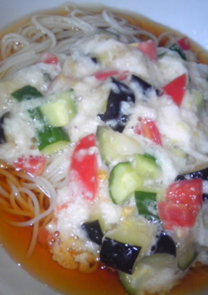 とろろと夏野菜のそうめん-レシピのメイン写真