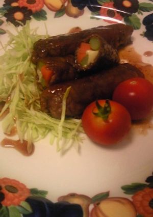 アスパラ、人参、チーズの牛肉巻き♪-レシピのメイン写真