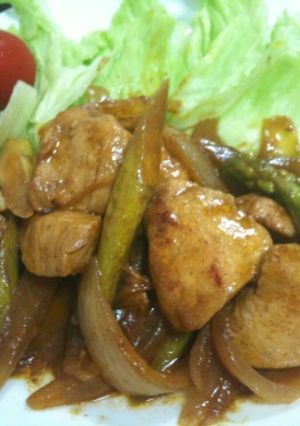 鶏ムネ肉とアスパラのカレーマヨ炒め-レシピのメイン写真