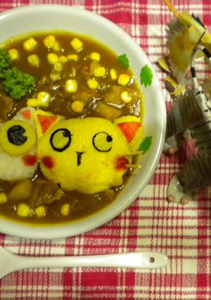 大きな目の白猫ちゃんとトラさんのカレー-レシピのメイン写真