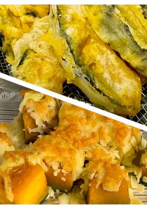 丸ごとかぼちゃから天ぷらとチーズ焼き-レシピのメイン写真
