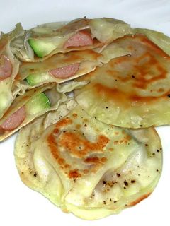 ズッキーニとソーセージの餃子の皮包み焼き-レシピのメイン写真